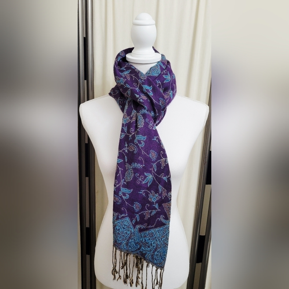 Royal Purple and Turquoise Blue Women's Scarf | OS